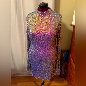 Free People Shimmery Sequin Purple iridescent Party dress, sz Extra Large
